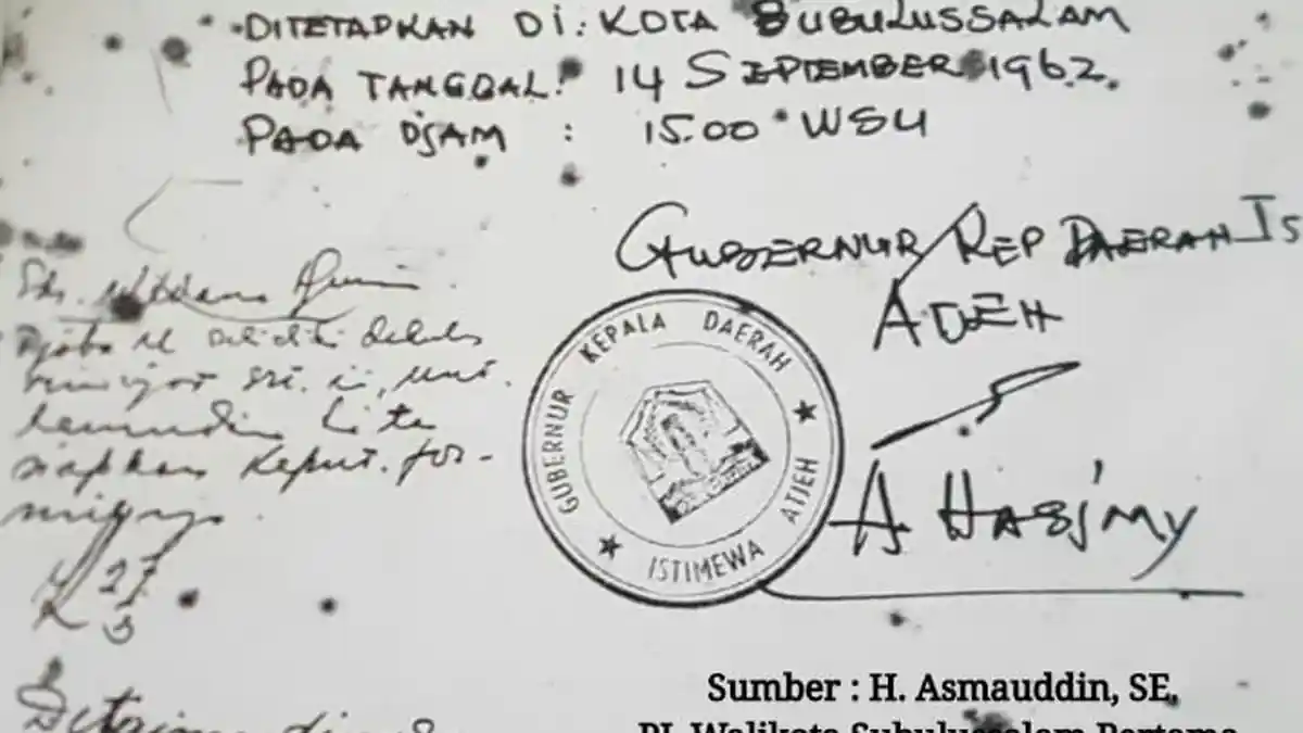 Kontroversi Hari Jadi Subulussalam, Ini Bukti Dokumentasi Surat Mantan Gubernur Prof Ali Hasyimi