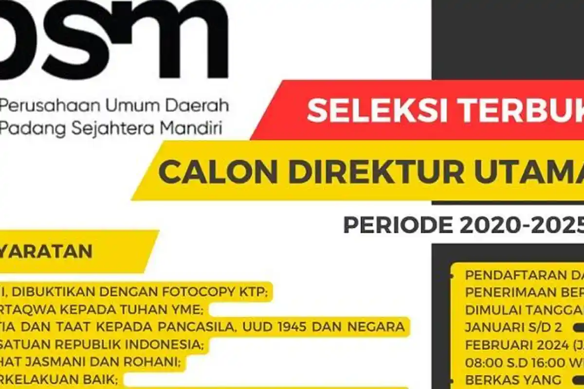 POPULER PADANG: Seleksi Terbuka Dirut Perumda PSM dan RSUD Rasidin Padang Raih Akreditasi Paripurna