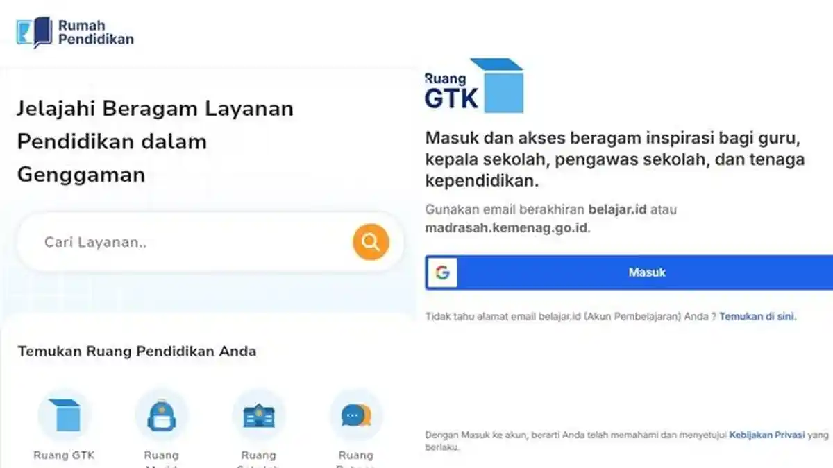 Cara Login Ruang GTK Pengelolaan Kinerja Guru 2025 Melalui Aplikasi Rumah Pendidikan