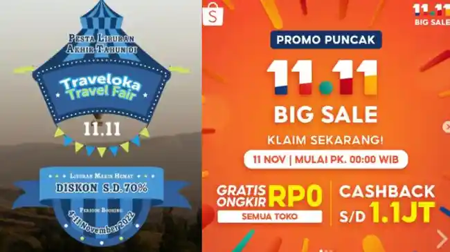 Promo 11.11: Traveloka, Pizza Hut Indonesia, Shopee, hingga Lazada