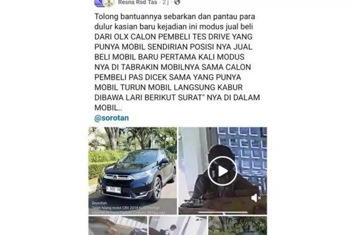 Mobil Sengaja Ditabrakkan Saat Test Drive, Jadi Modus Calon Pembeli Untuk Membawa Kabur Kendaraan