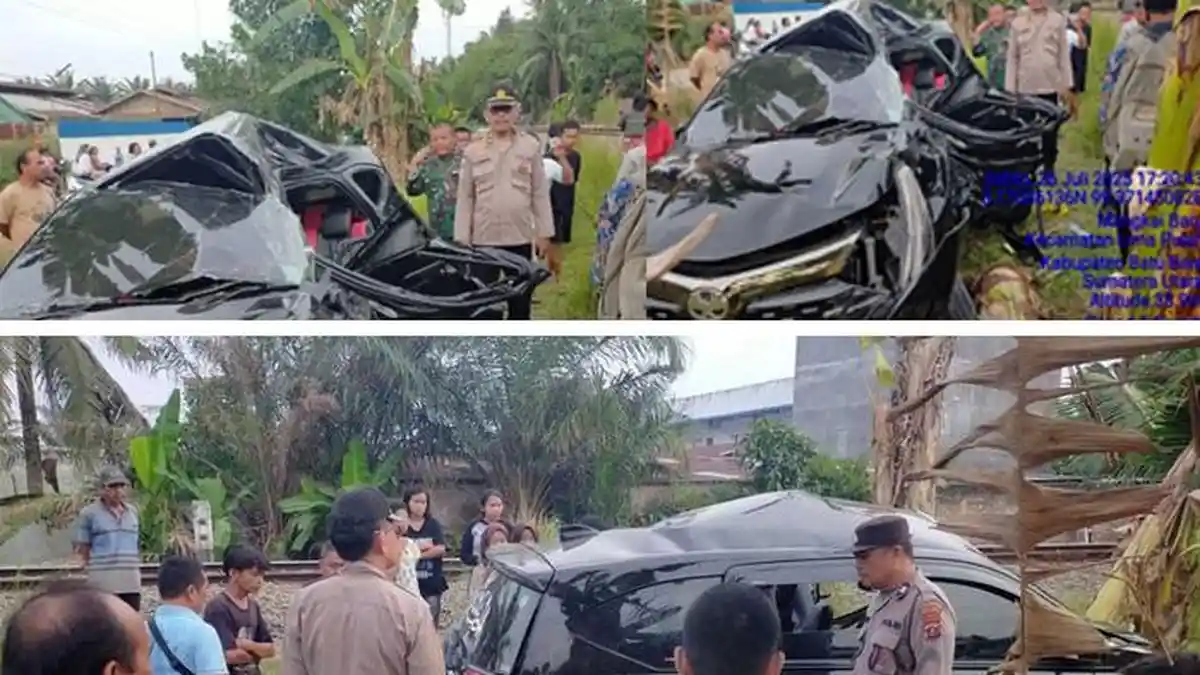 KERETA API Tabrak Mobil Toyota Calya di Simalungun, 3 Tewas dan 7 Luka-luka