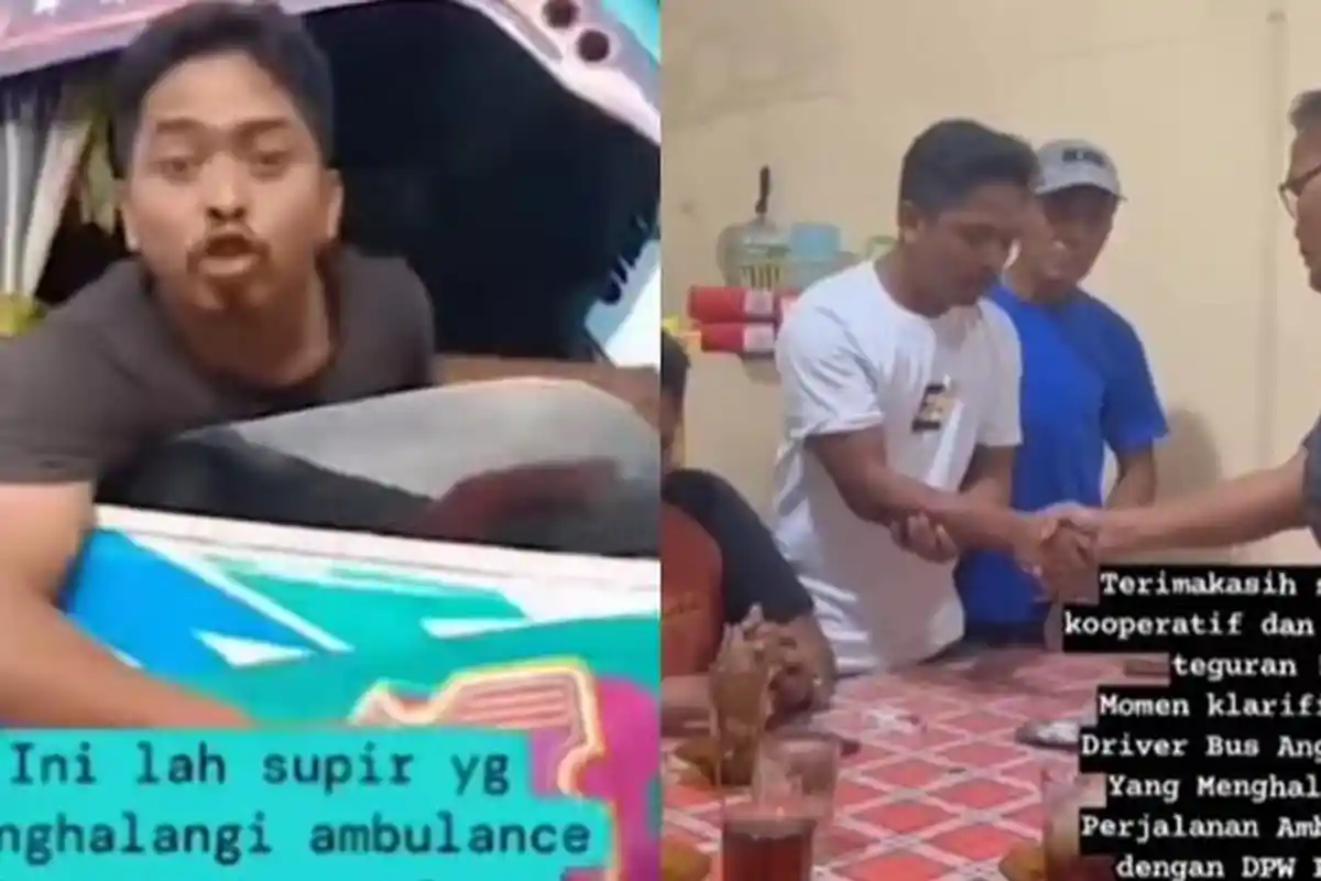 Viral Aksi Arogan Sopir Bus Murni Lawan Arah hingga Halangi Jalan Ambulans, Maki Pengendara Lain