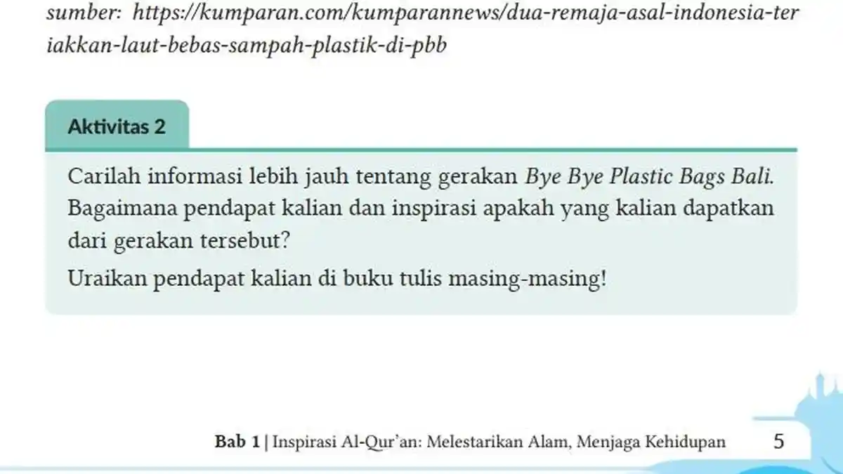 Jawaban Soal PAI Kelas 8 Semester 1 Halaman 5 Kurikulum Merdeka, Aktivitas 2