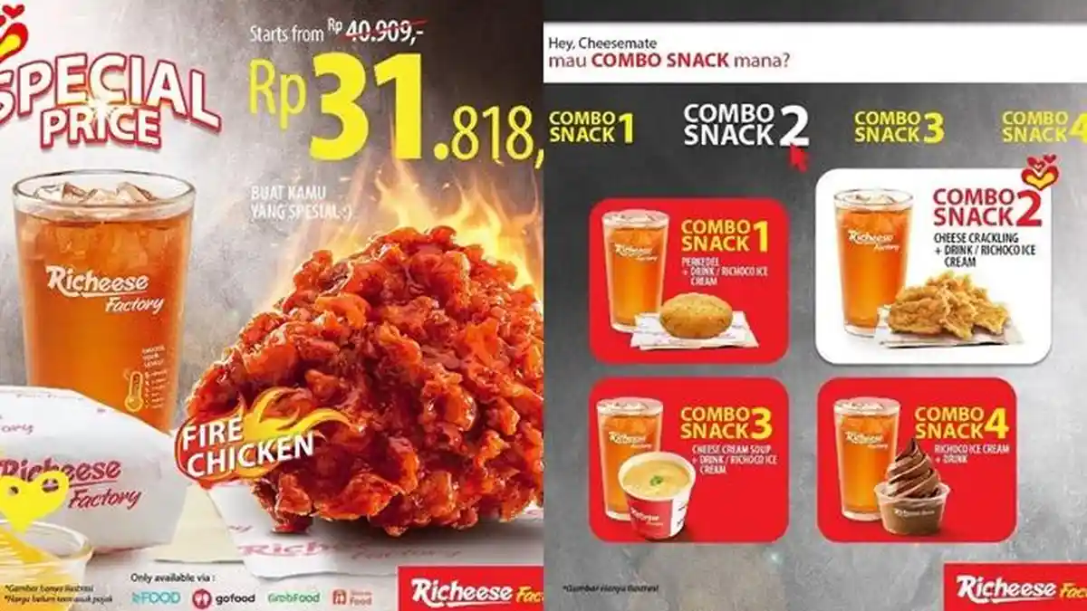 Promo Richeese Factory Rabu 14 Desember 2022, Pembelian Via Ojol Makan ...