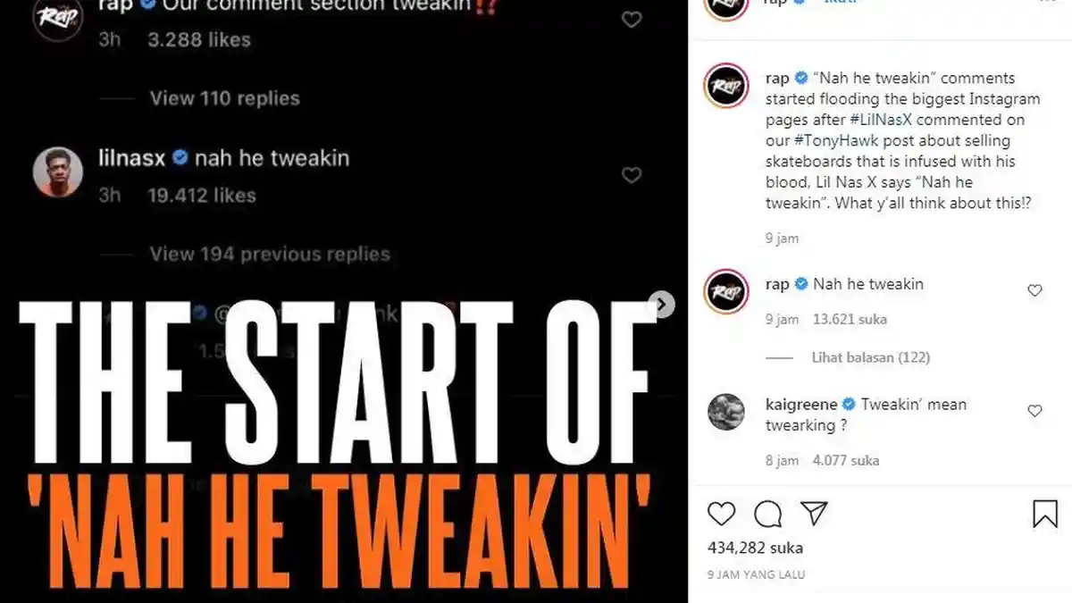 Arti Nah He Tweakin yang Viral di Kolom Komentar Instagram, Ini Asal Mulanya