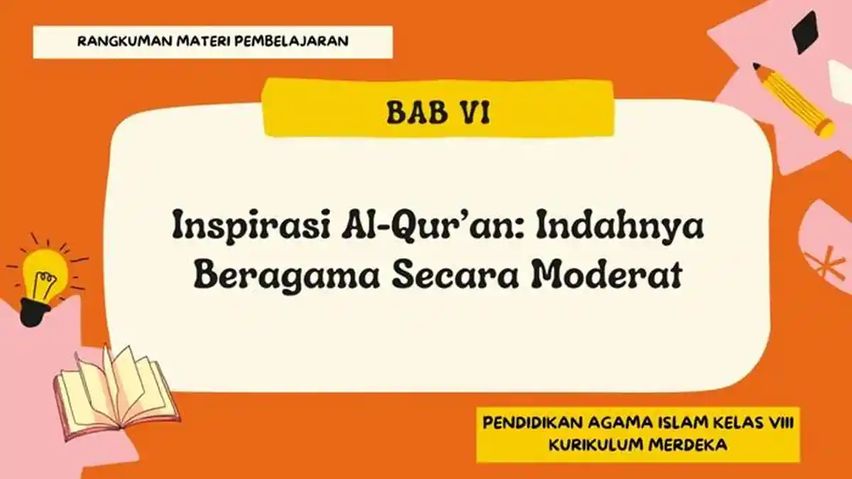 Rangkuman Materi PAI Kelas 8 Semester 2 BAB 6 Kurikulum Merdeka, Indahnya Beragama Secara Moderat