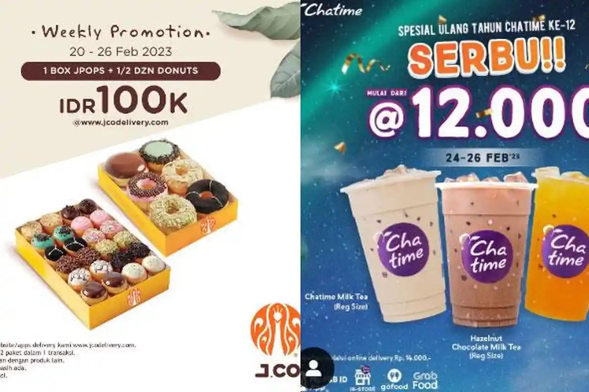 Daftar Promo Restoran Cepat Saji Hari ini 24 Februari 2023, Ada JCO, Chatime, dan Jiwa Toast