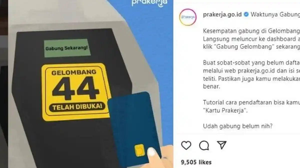 Pendaftaran Kartu Prakerja Gelombang 44 Telah Dibuka, Daftar di www.prakerja.go.id, Ini Syaratnya