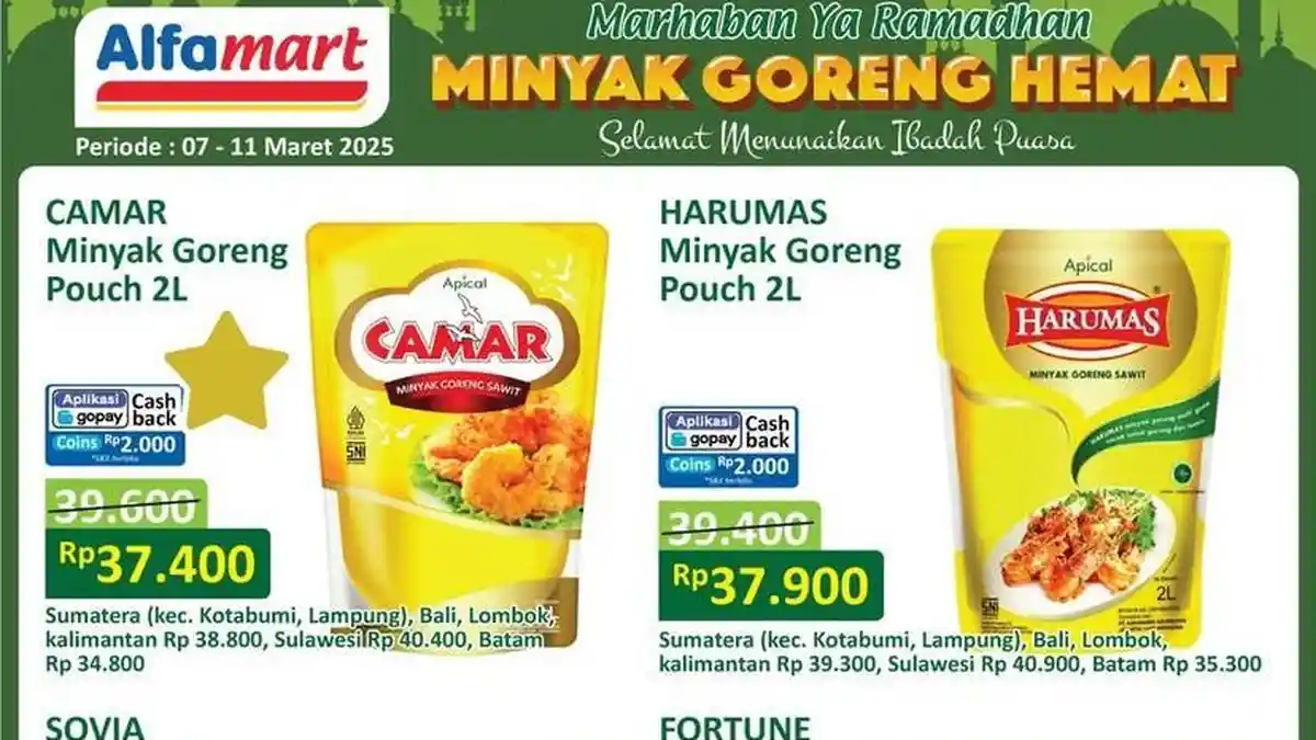 Daftar Promo Minyak Goreng 2 Liter Hari Ini di Alfamart Jawa, Bali dan Lampung