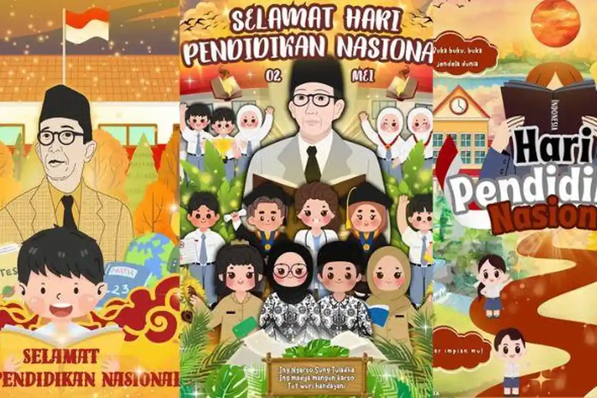 25 Poster Hari Pendidikan Nasional 2025 Gratis Bentuk Kartun, Unduh dan Cetak untuk Sambut Hardiknas