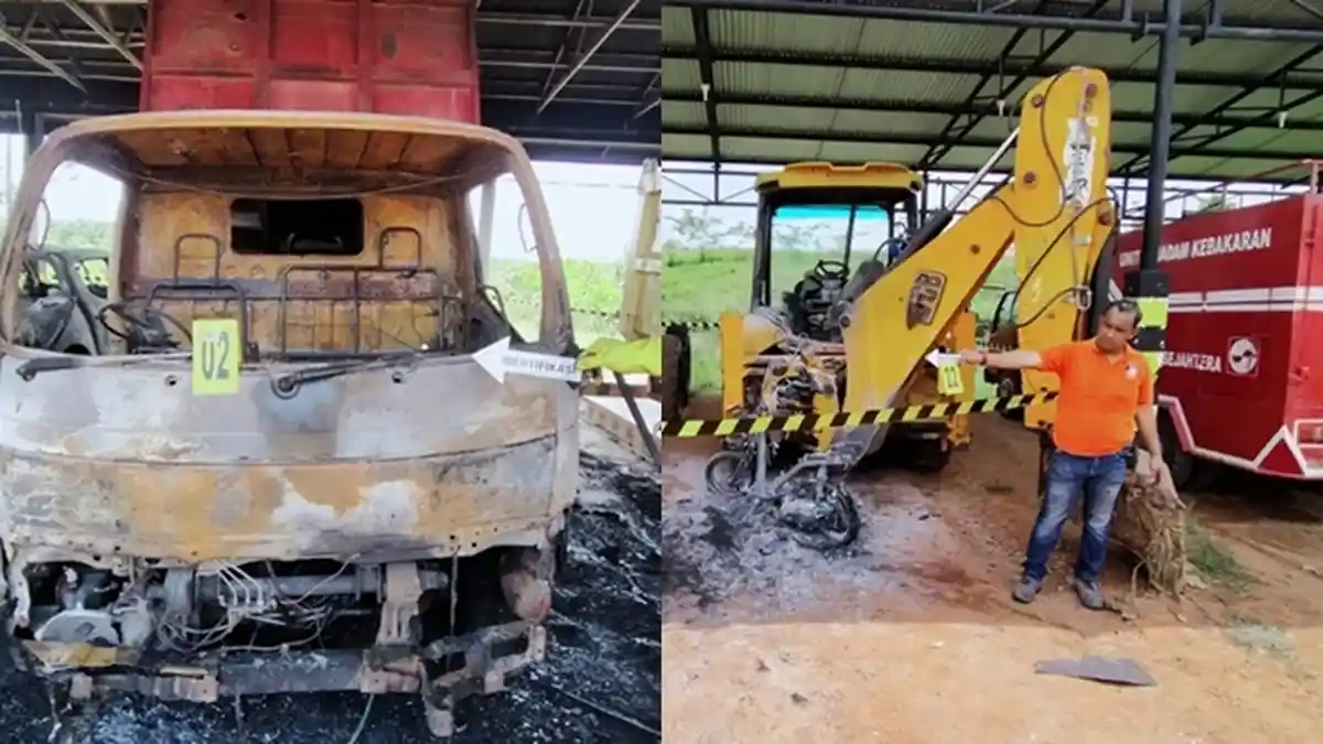 4 Unit Mobil Operasional PT SMS Termasuk Damkar Dibakar OTD, 1 Peleton Sabhara Polres Lahat Siaga