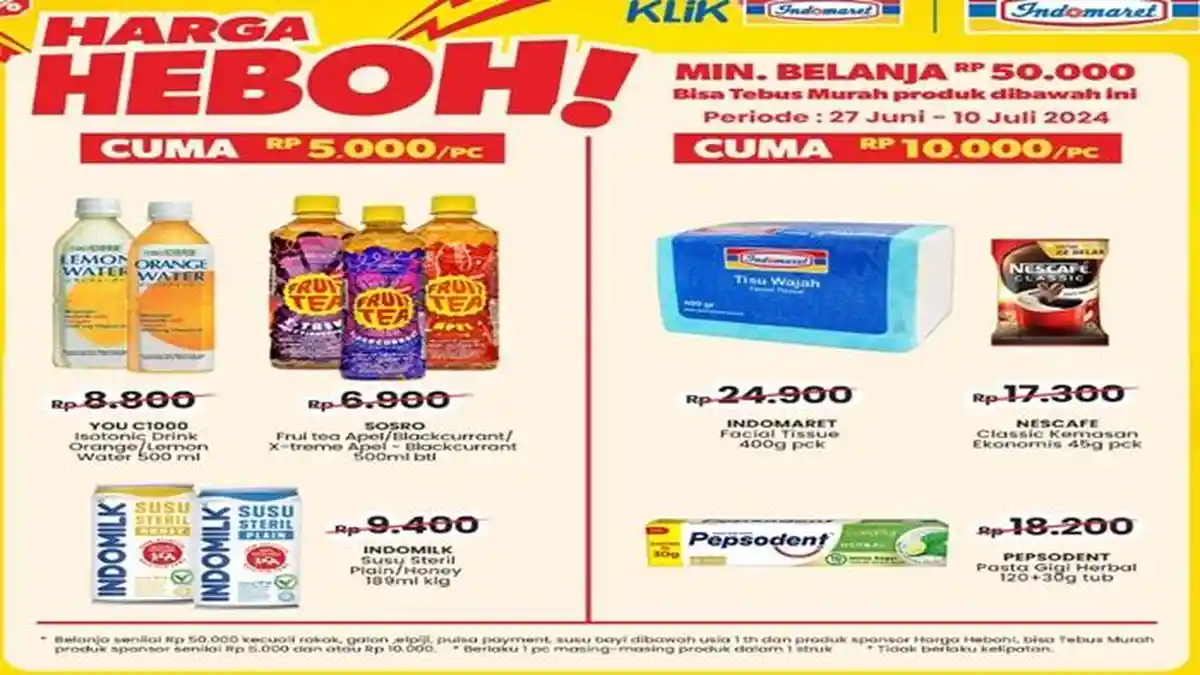 Promo Indomaret ! Belanja Rp 50.000 Tebus Murah Facial Tissue, Nescafe ...