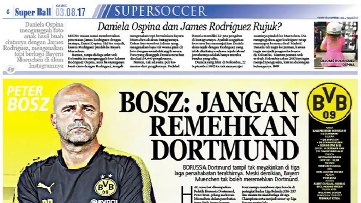 Peter Bosz: Jangan Remehkan Borussia Dortmund