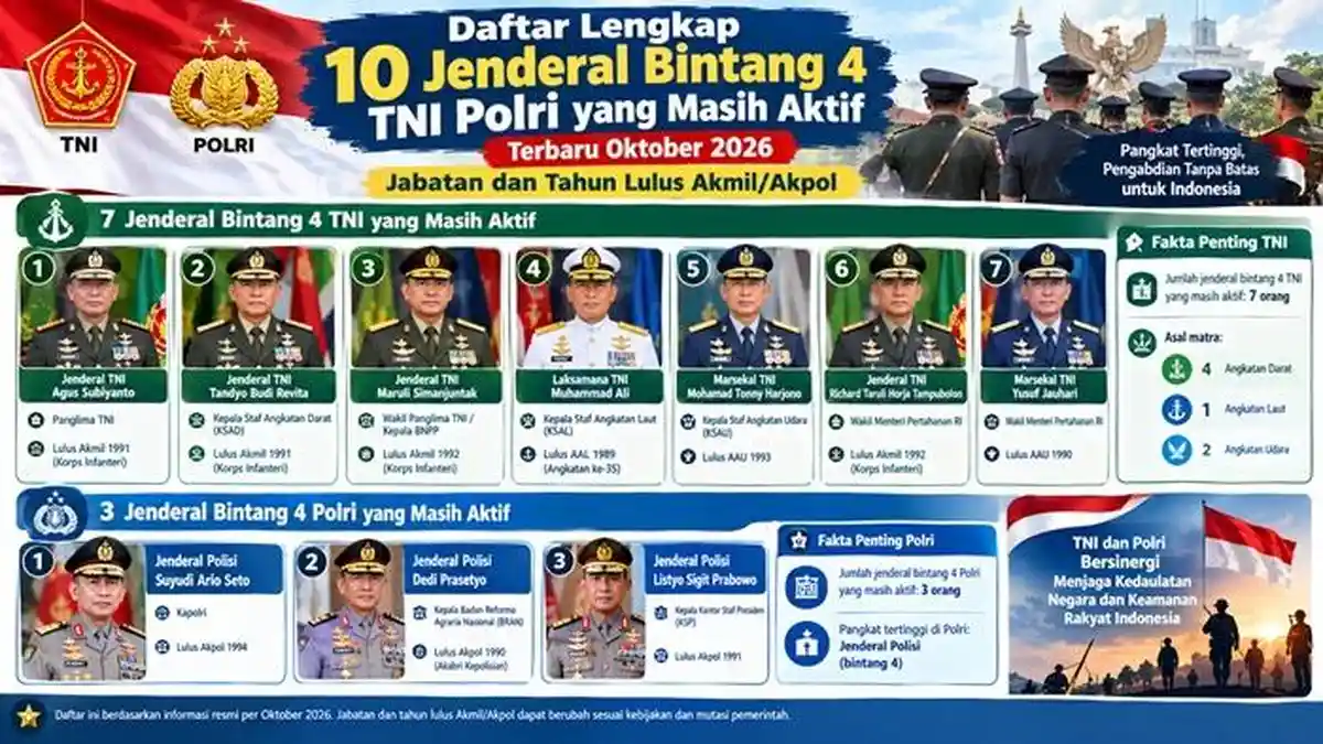 Daftar Lengkap 10 Jenderal Bintang 4 TNI Polri yang Masih Aktif Terbaru ...
