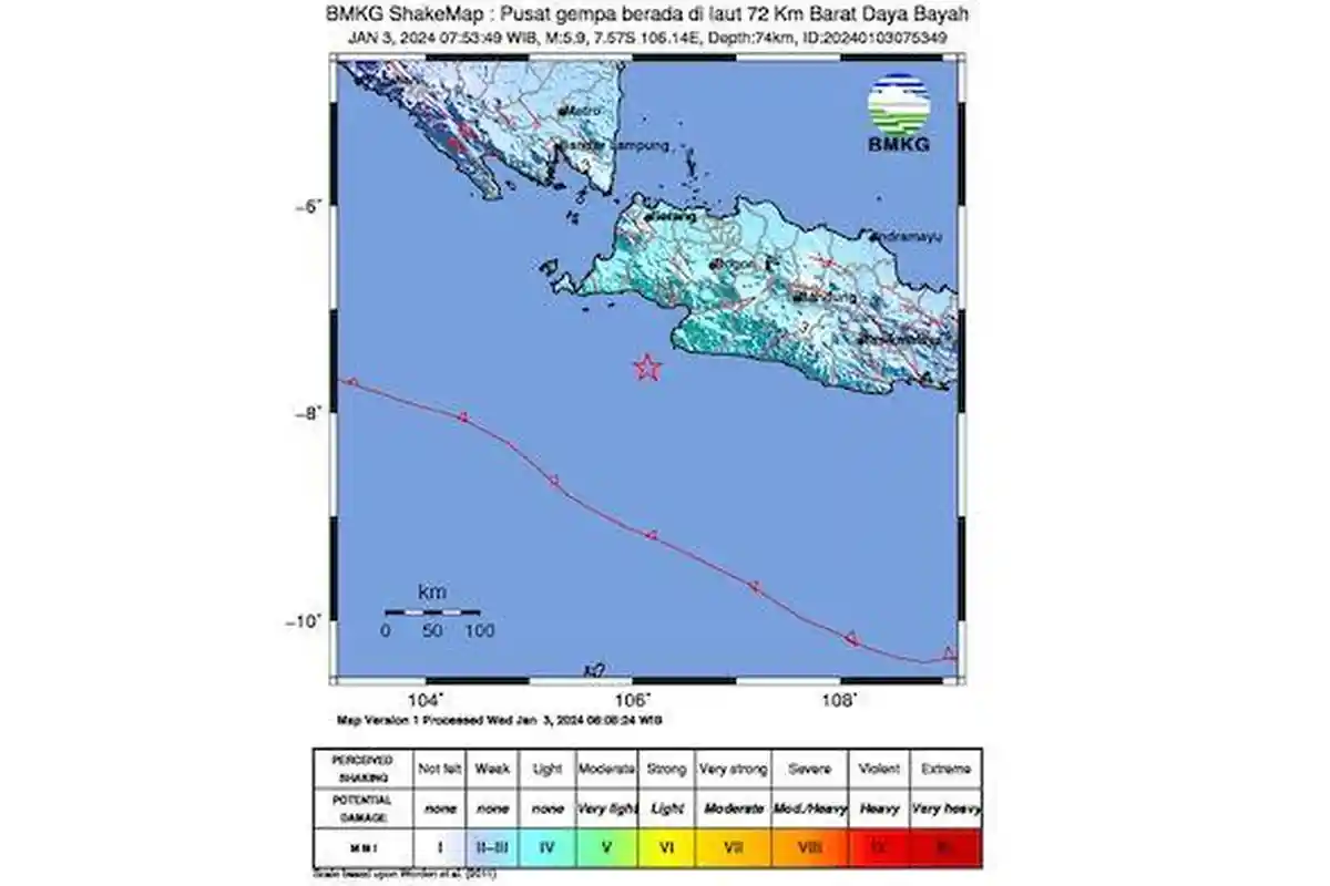 Gempa Pagi Ini Dirasakan Hingga Bandung dan Garut, Titik Gempa Berada di Barat Daya Sukabumi