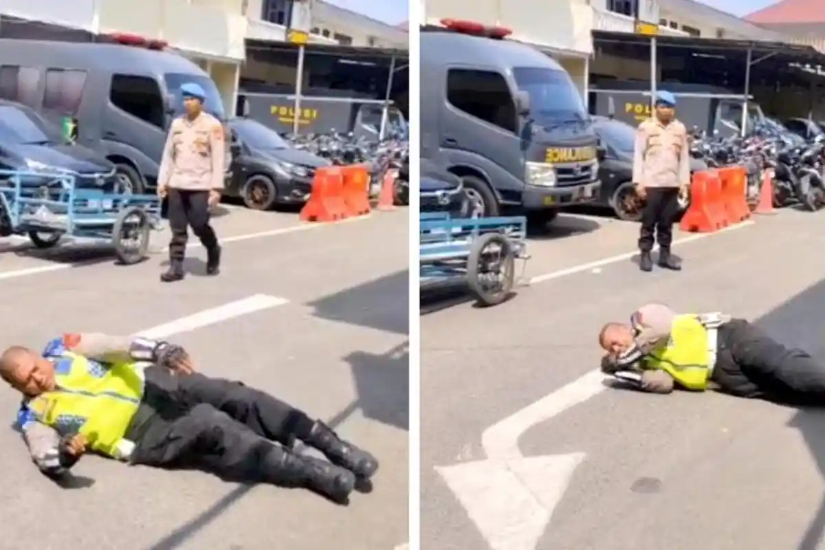 Aiptu Rudi Hartono Dihukum Guling-guling di Aspal setelah Lakukan Pungli ke Pengendara di Medan