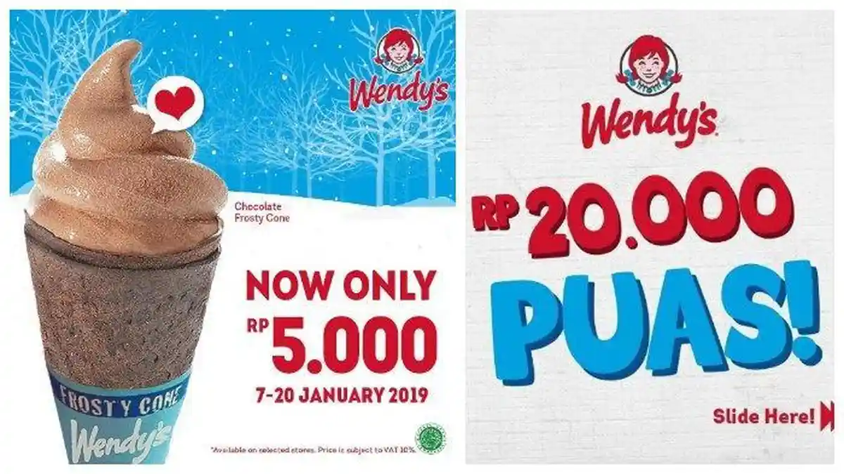 Promo Khusus  Wendys, Ada Es Krim Chocolate Frosty Cone Cuma Rp 5 Ribu