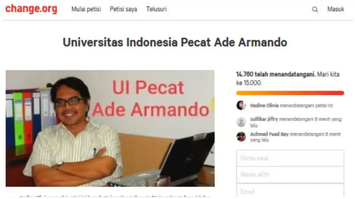 Muncul Petisi 'Universitas Indonesia Pecat Ade Armando', Tagar #UIpecatAdeArmando Sempat Trending