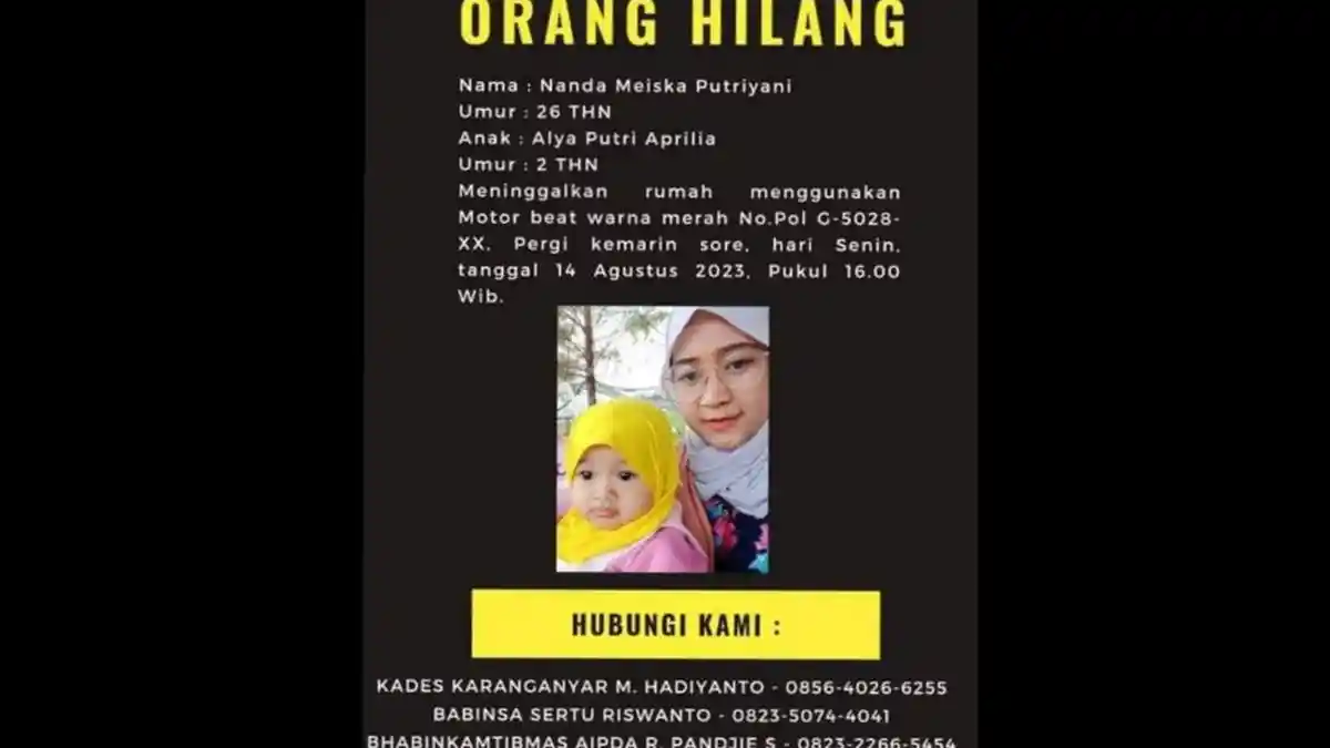 Misteri Hilangnya Ibu-Anak Balita di Batang, Pamit ke Alun-alun, Hp Gak Aktif Tak Bisa Dihubungi