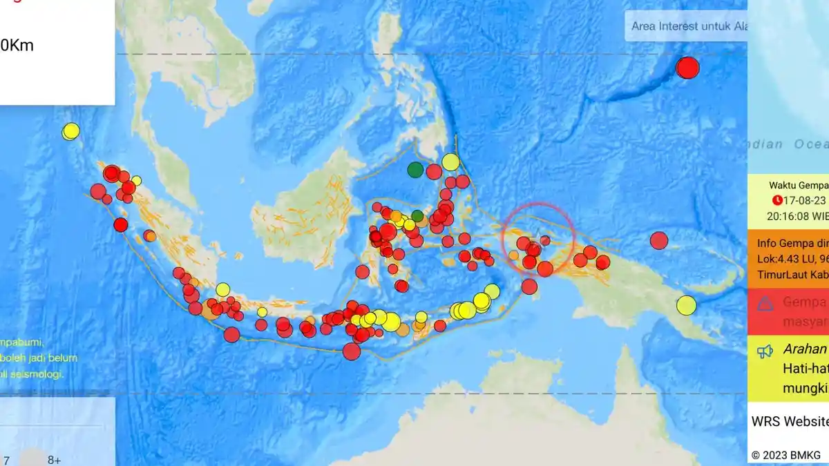 Gempa Bumi Magnitudo 4.4 Terkini Baru Terjadi Minggu 20 Agustus 2023, Info BMKG, Cek Lokasinya
