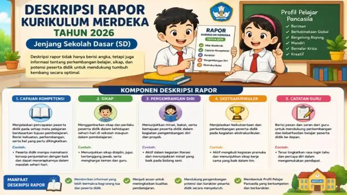 Teks Deskripsi Rapor Kurikulum Merdeka Tingkat SD Mapel PAI, Matematika dan Pendidikan Pancasila