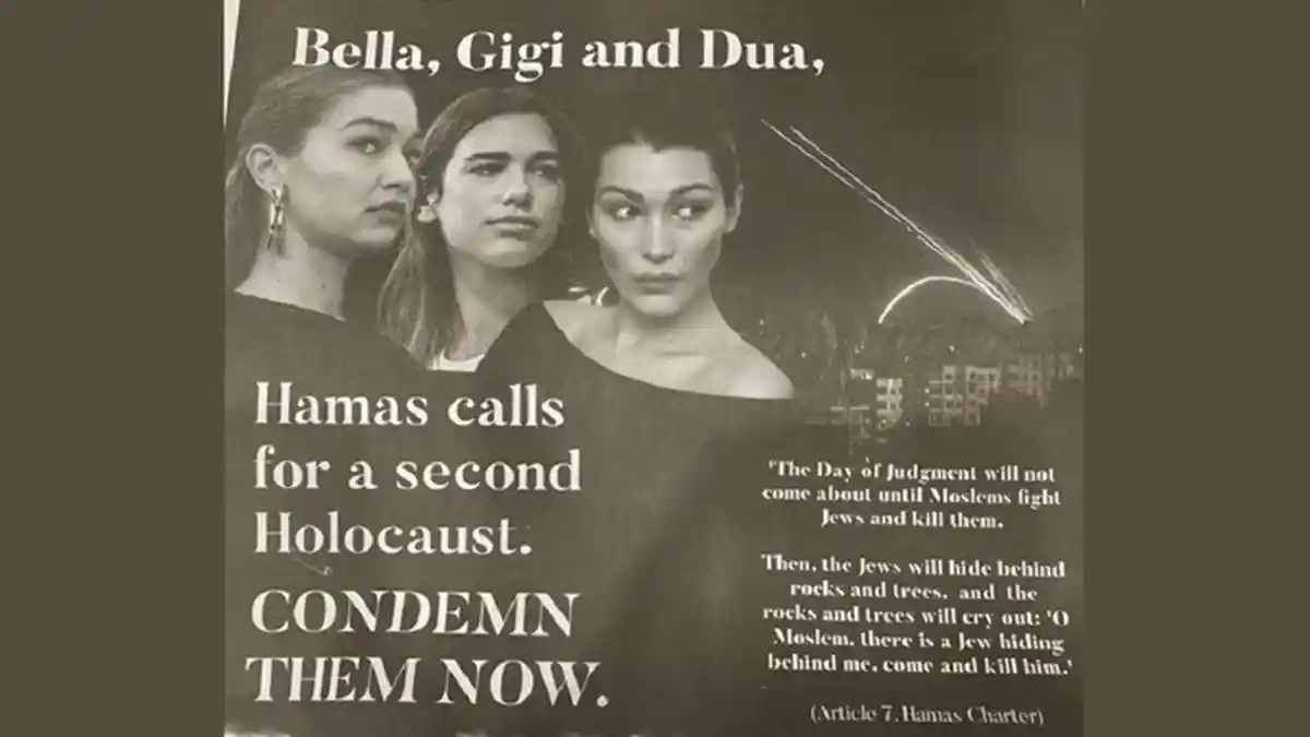 New York Times Muat Iklan Satu Halaman Penuh, Kutuk Model dan Selebriti Pro-Palestina