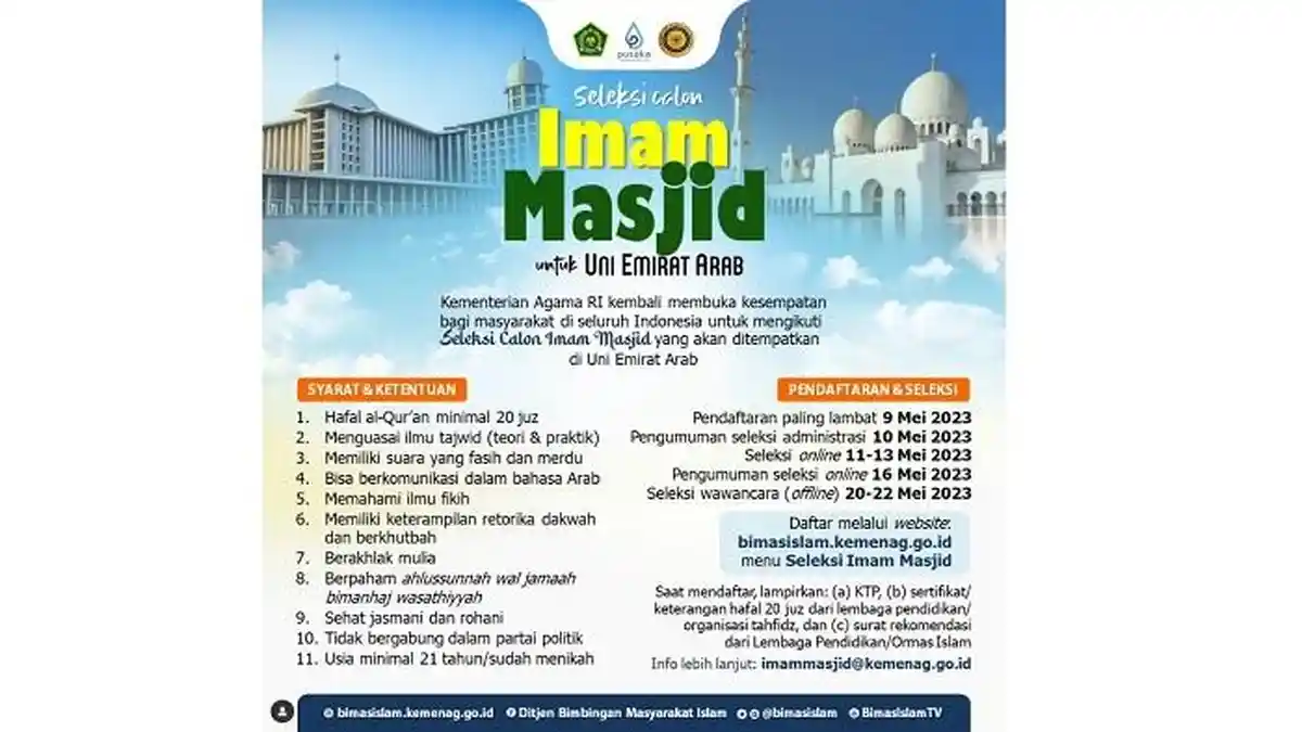 Kementeria Agama: 364 Peserta Lulus Seleksi Administrasi Calon Imam Masjid di Uni Emirat Arab