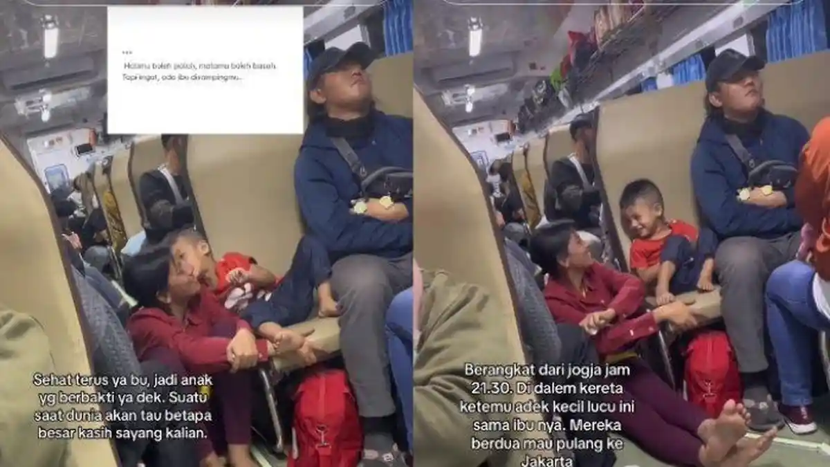 Viral Momen Pasangan Ibu dan Anak Menunjukan Aksi Romantis Memancing Rasa Haru Penumpang Kereta Api