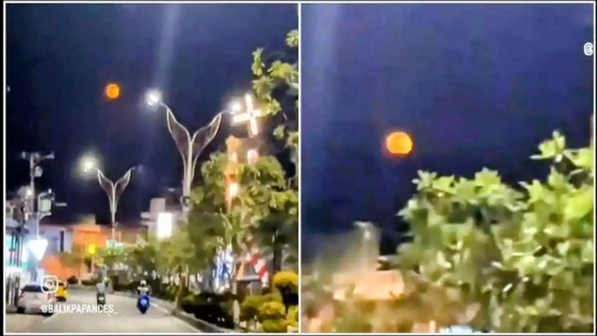 В Balikpapan жители ошибочно приняли красную луну за заходящее солнце