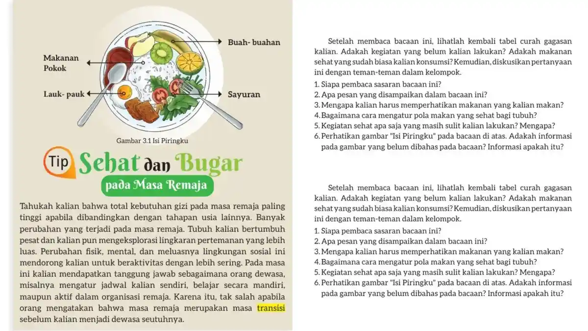 Kunci Jawaban Bahasa Indonesia Kelas 7 SMP Halaman 73 Kurikulum Merdeka, Tips Sehat dan Bugar