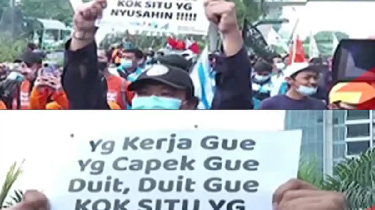 DEMO BURUH TERKAIT JHT: Yang Kerja Gue, Yang Capek Gue, Duit-Duit Gue, Kok Situ yang Nyusahin!