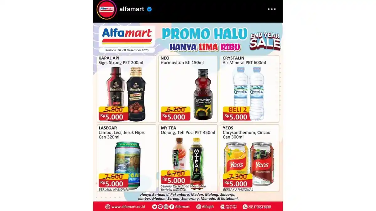 Tersisa 2 Hari Lagi! Cek Promo Halu di Alfamart Hari Ini, Ada Lasegar dan Kopi Kapal Api Rp 5.000