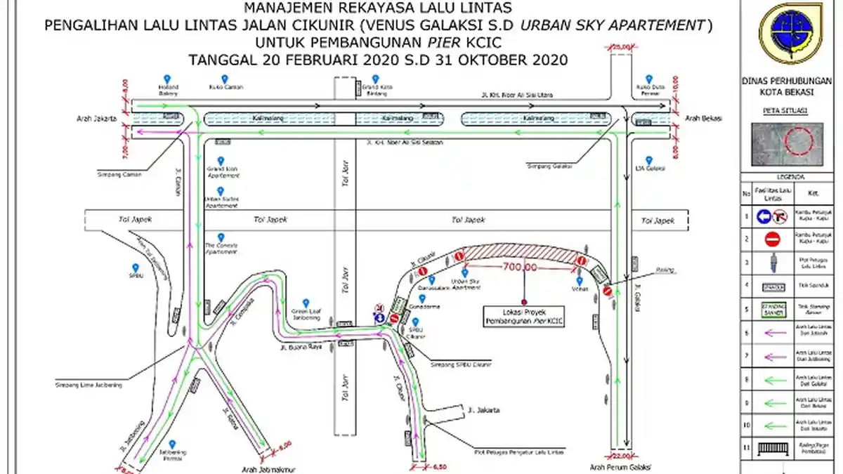 Ada Proyek Kereta Api Cepat, Jalan Raya Cikunir ke Galaxy Bakal Ditutup, Ini Jalur Alternatifnya