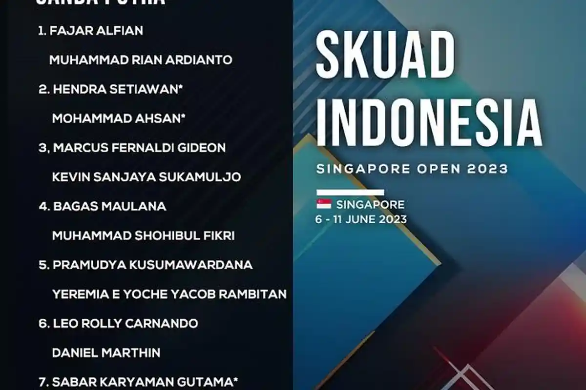 Indonesia Kirim 18 Wakil untuk Tampil di Singapura Open 2023 yang Bakal Digelar pada 6-11 Juni Nanti