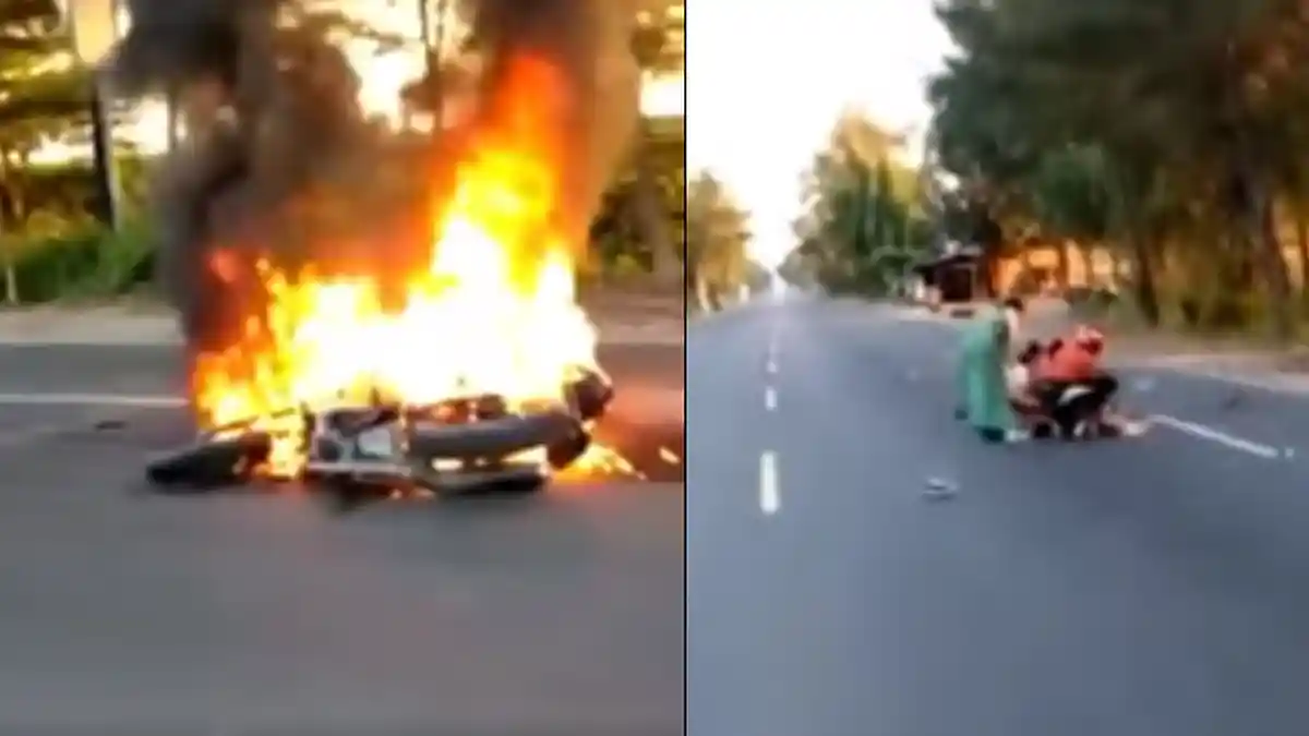 Beredar Video Yamaha Vixion Terbakar Setelah Tabrak Orang, Bagaimana Bisa? Ini Cerita Lengkapnya