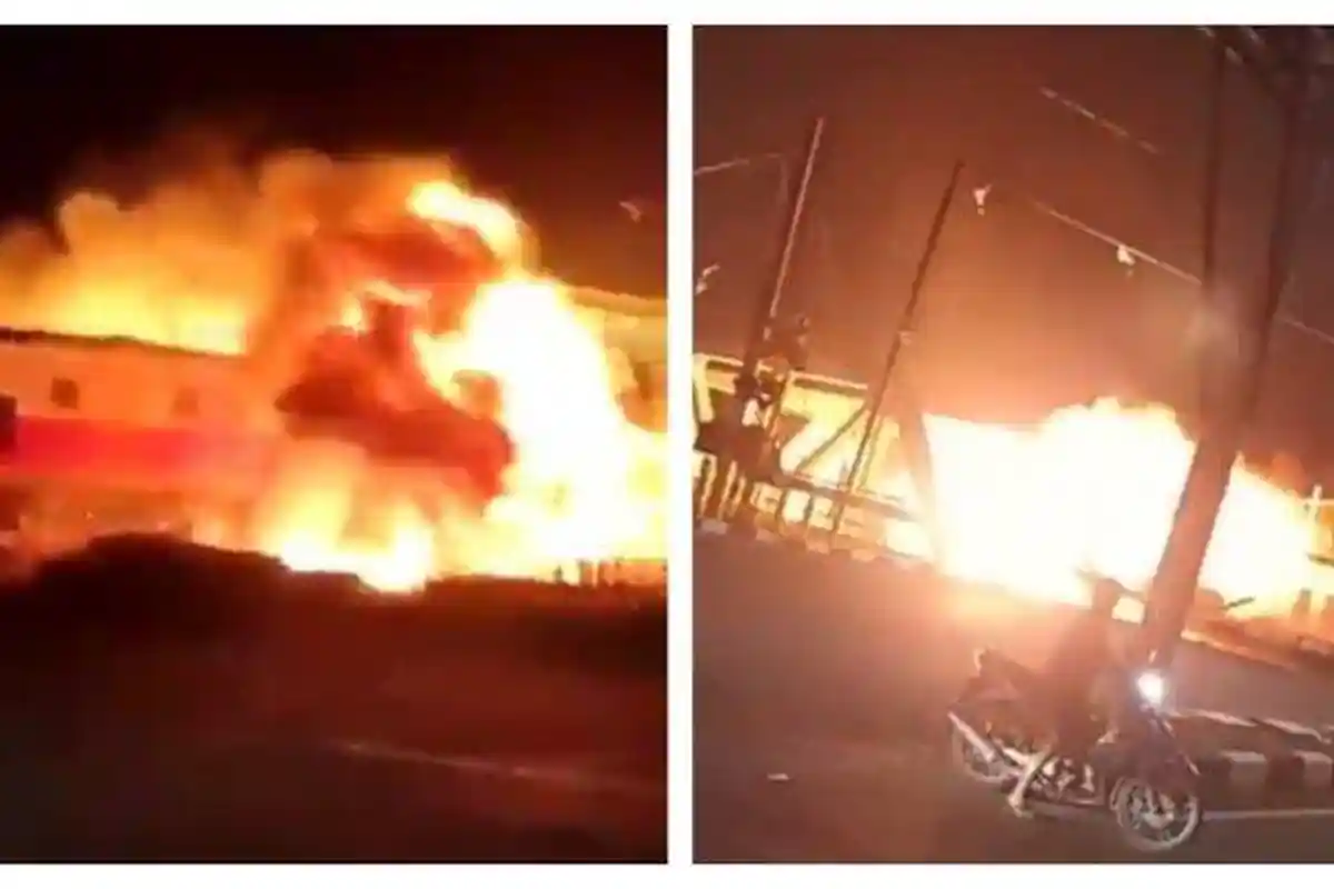 Meledak Keras Seperti Bom, Kereta Api Brantas Tabrak Truk Kontainer, Api Membumbung Tinggi