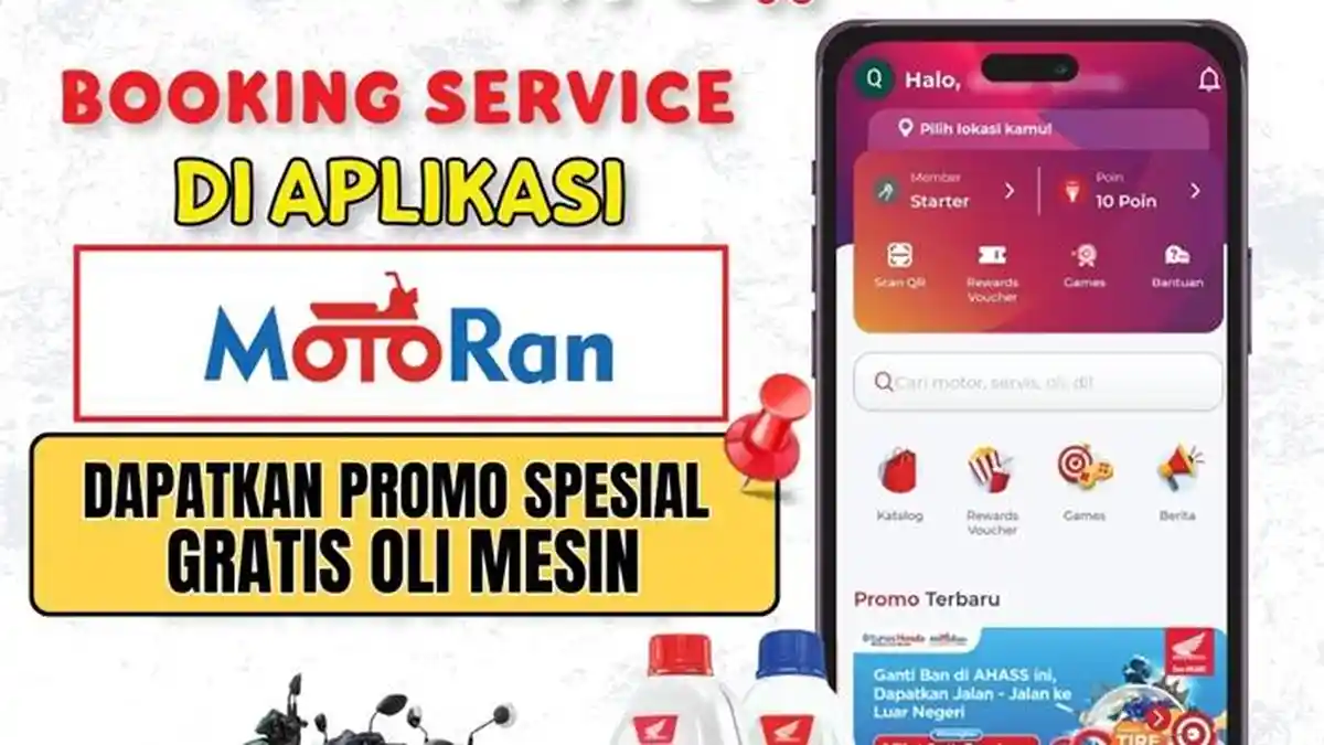 Service Motor Honda Melalui Booking Service di Aplikasi MotoRan Bisa Dapat Gratis Oli Mesin!