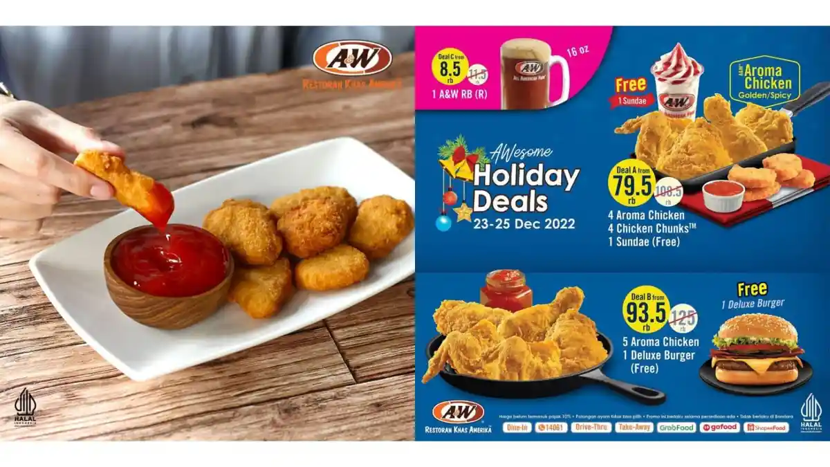 Promo AW Restoran 25 Desember 2022, Beli 4 Aroma Chicken dan 4 Chicken Chunks Gratis 1 Sundae