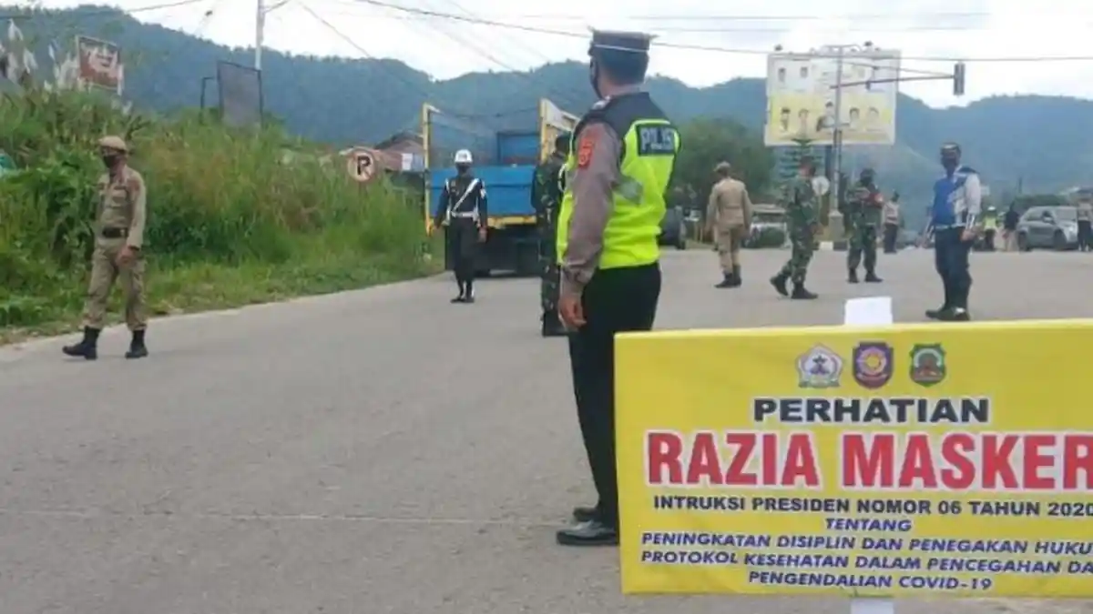 Tim Gabungan Kembali Gelar Operasi Yustisi Protokol Kesehatan di Bener Meriah