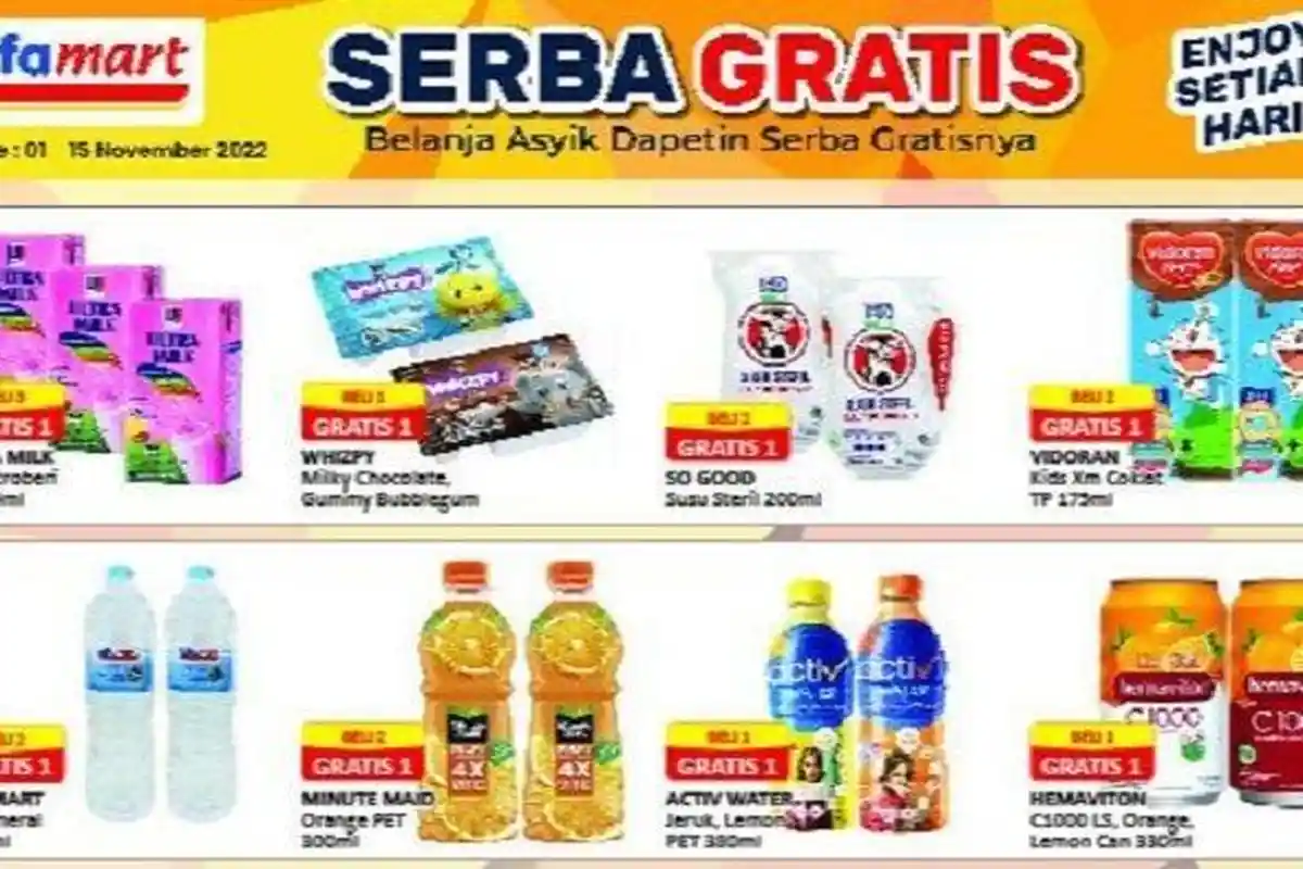 Promo Alfamart Hari Ini Rabu 2 Nopember, Selain Beli 2 Gratis 1 Masih Ada Keuntungan Lainnya