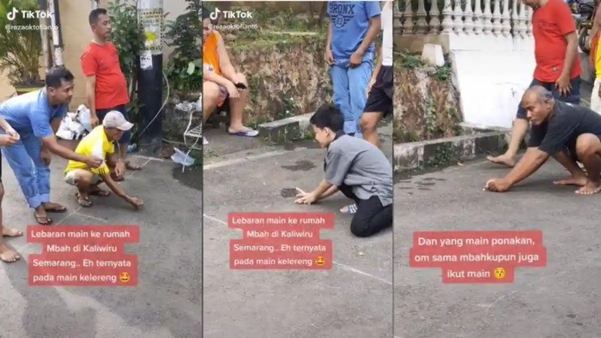 Viral Video di Medsos, Satu Keluarga Mulai dari Cucu Hingga Kakek Ikut Main Kelereng