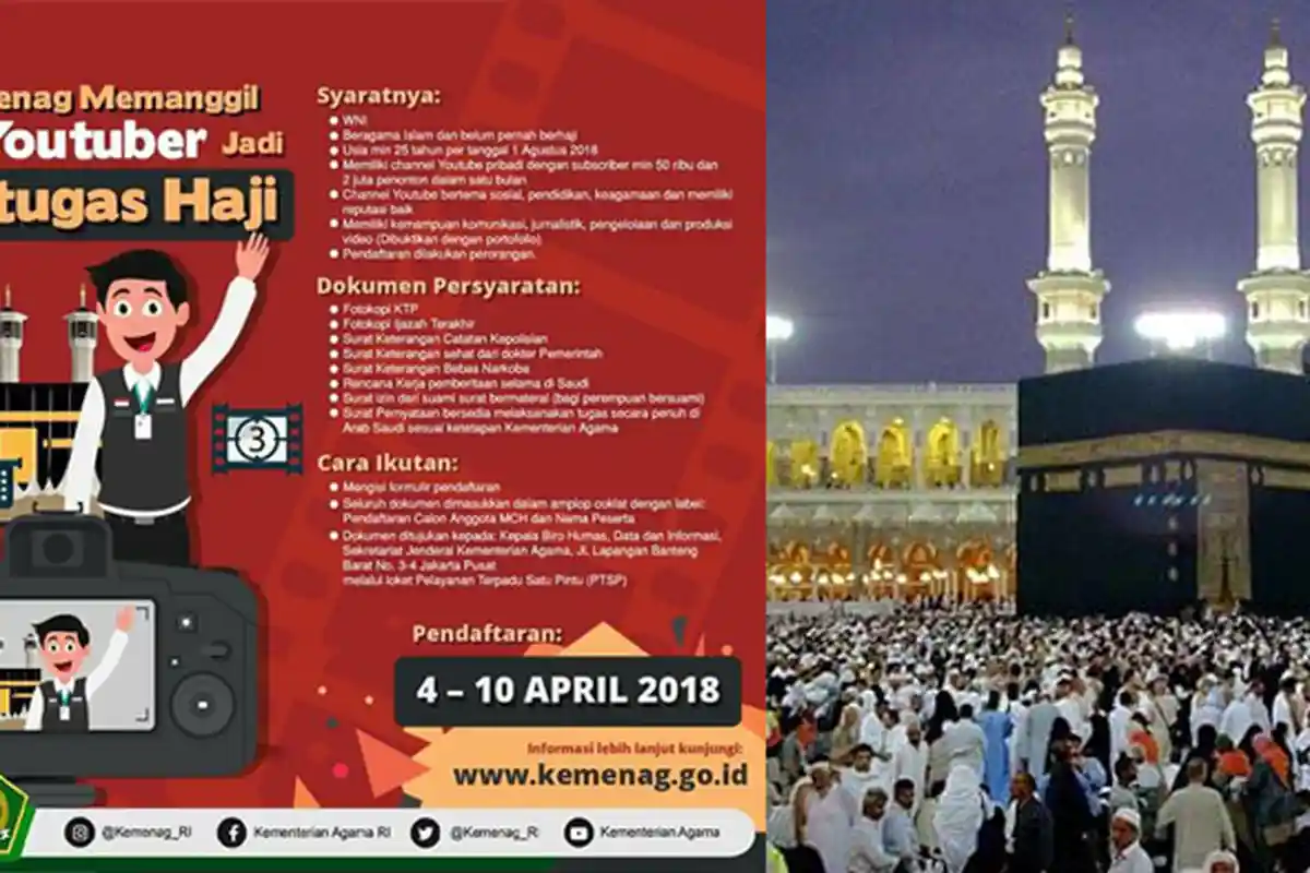 Kemenag Panggil Youtubers Jadi Petugas Haji, Berminat? Ini Syaratnya