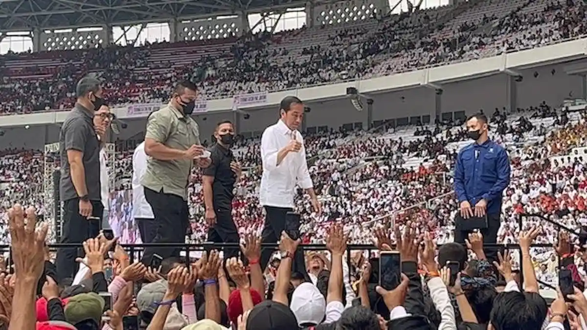 Teriakan 'Satu Periode Lagi' Menggema saat Jokowi Hadiri Nusantara Bersatu di GBK