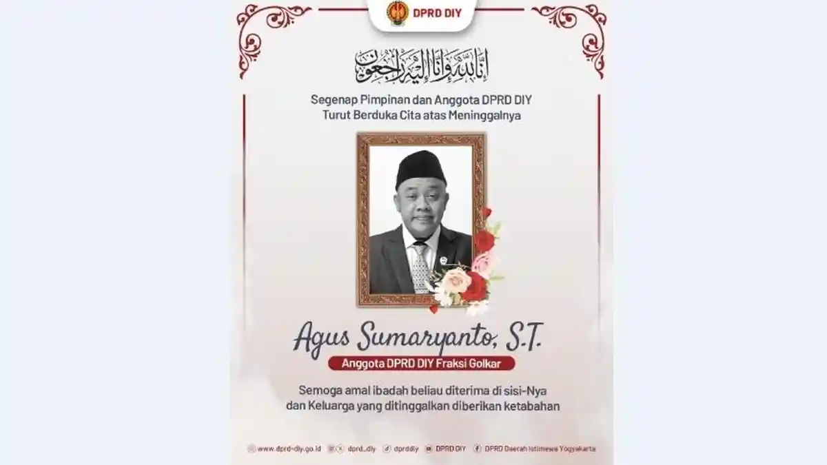Anggota Fraksi Golkar DPRD DIY Agus Sumaryanto Meninggal Dunia