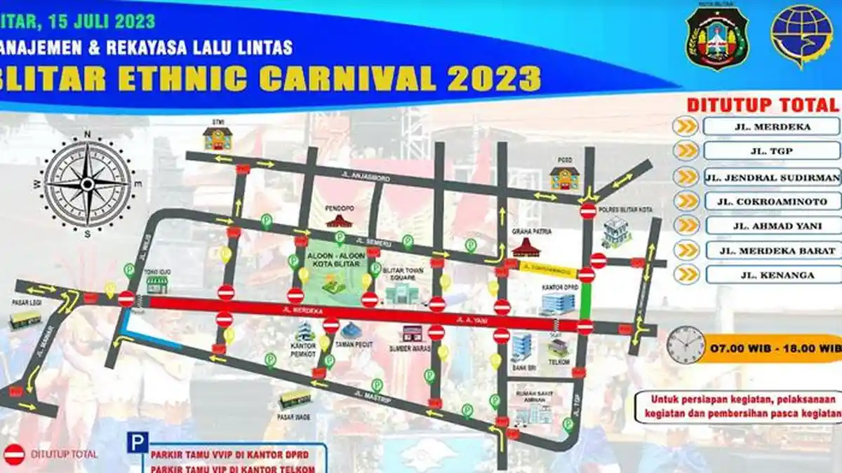 Daftar Lokasi dan Jadwal Penutupan Jalan Saat Event BEN Carnival II di Kota Blitar