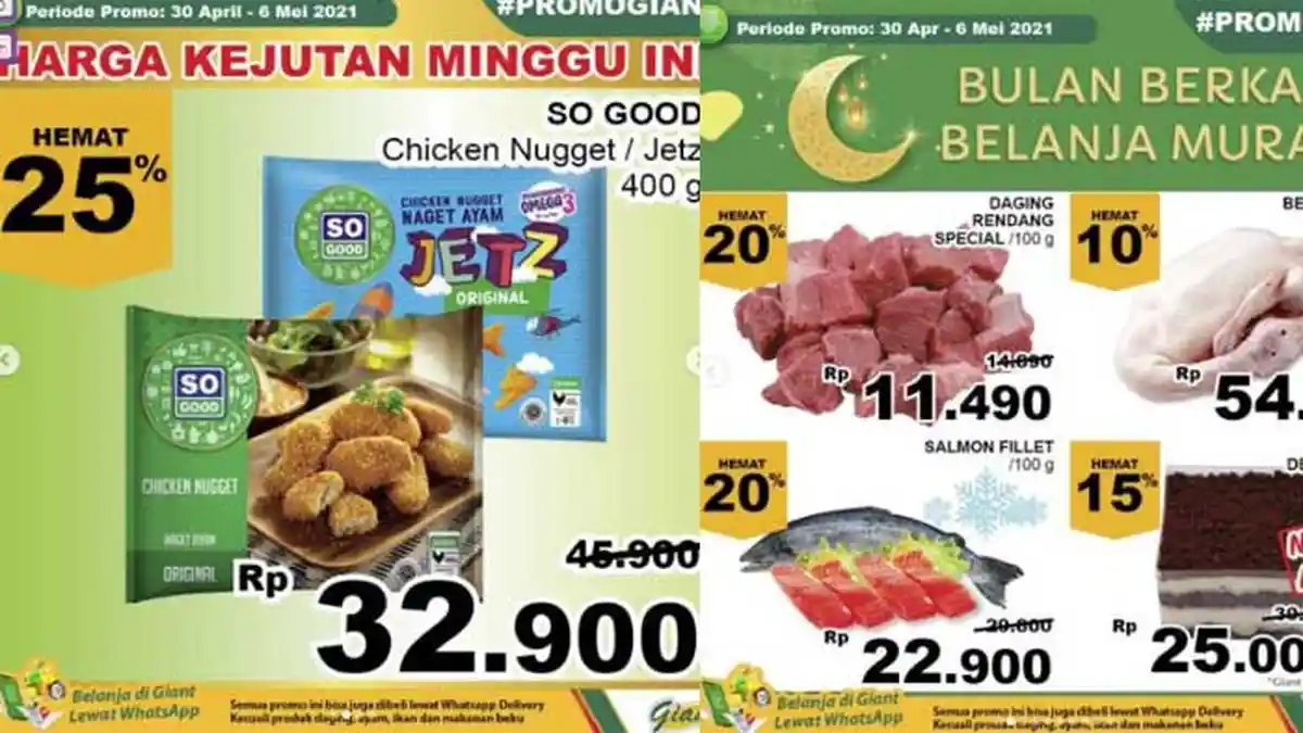 Promo Giant Terbaru Hari Ini 3-6 Mei 2021, Daging Rendang Hemat 20% dan Nugget 400 Gram Rp 30 Ribuan