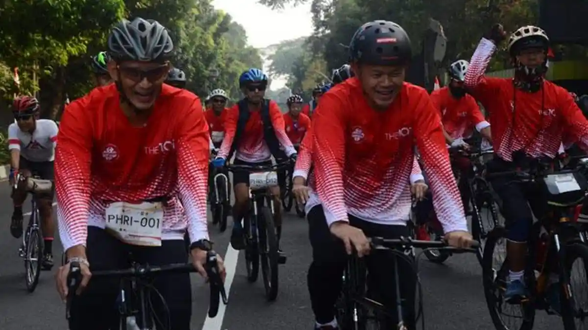 Gowes Bareng Bima Arya, Sandiaga Uno Beharap Sektor Wisata di Kota Bogor Terus Berkembang