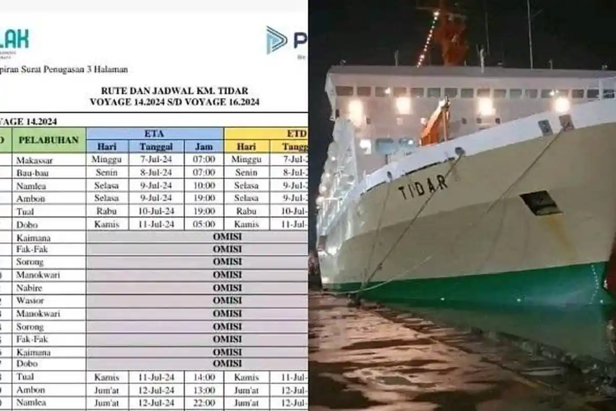 Jadwal dan Rute Kapal Baubau Sulawesi Tenggara, Penyeberangan KM Tidar Mulai 17-31 Juli 2024