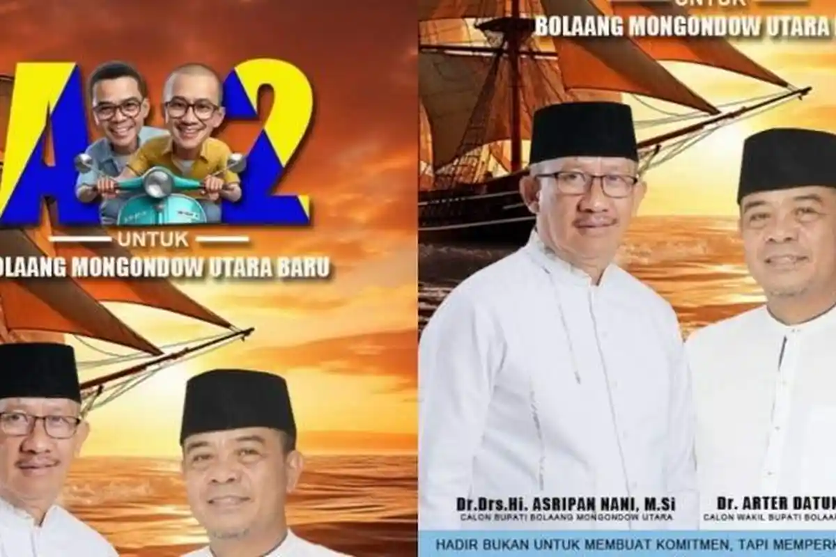 Foto Asripan Nani-Arter Datunsolang untuk Pilkada Bolmut 2024 Menyebar di Media Sosial